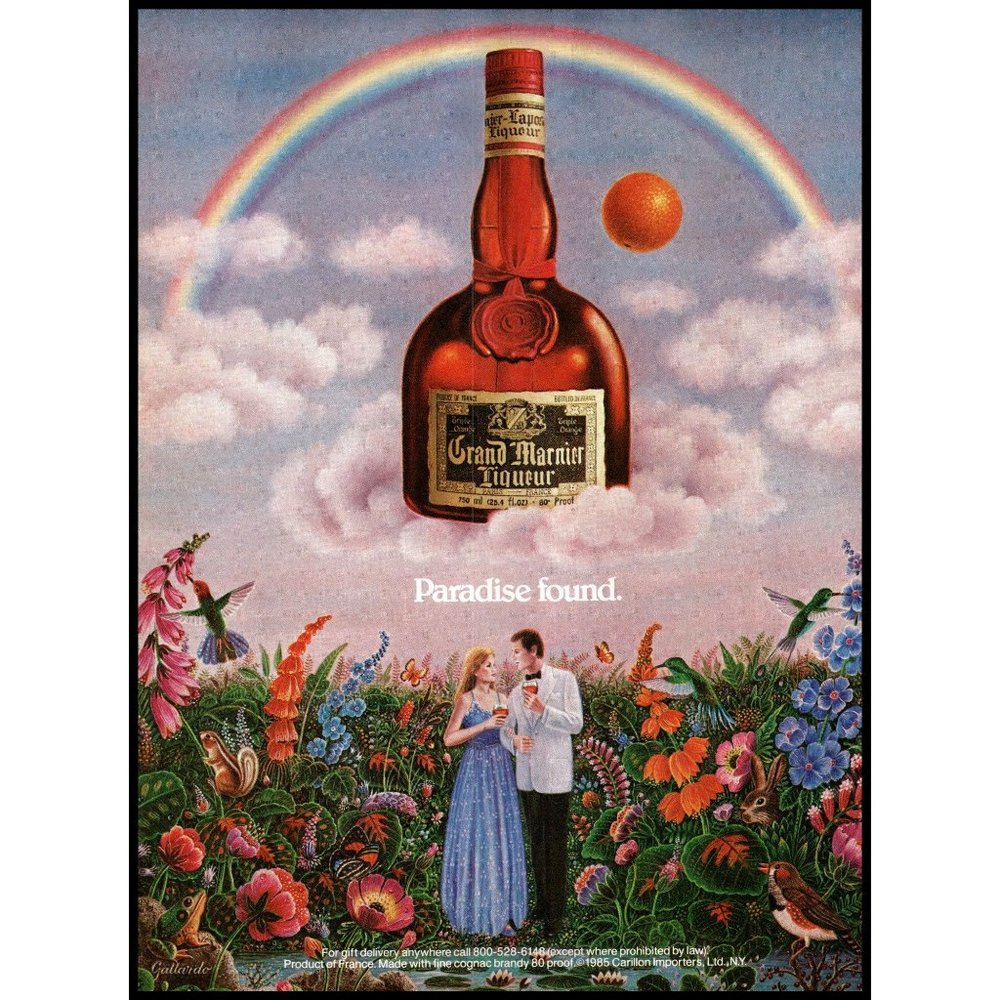1985 Grand Marnier Liqueur Vintage Print Ad Gervasio Gallardo Rainbow Wall Art